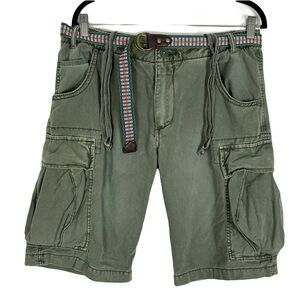 Jet Lag Cargo Shorts Size 33 Green Fatigue Military Army Paratrooper Y2K Belted